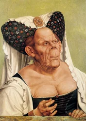 En grotesk gammal kvinna, möjligen prinsessan Margareta av Tyrolen, ca 1525-30